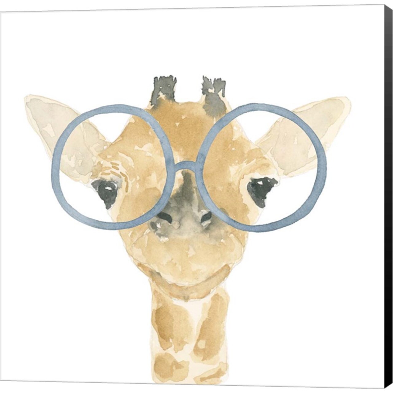Giraffe With Glasses by Lucille Price 12" x 12" Canvas Wall Art